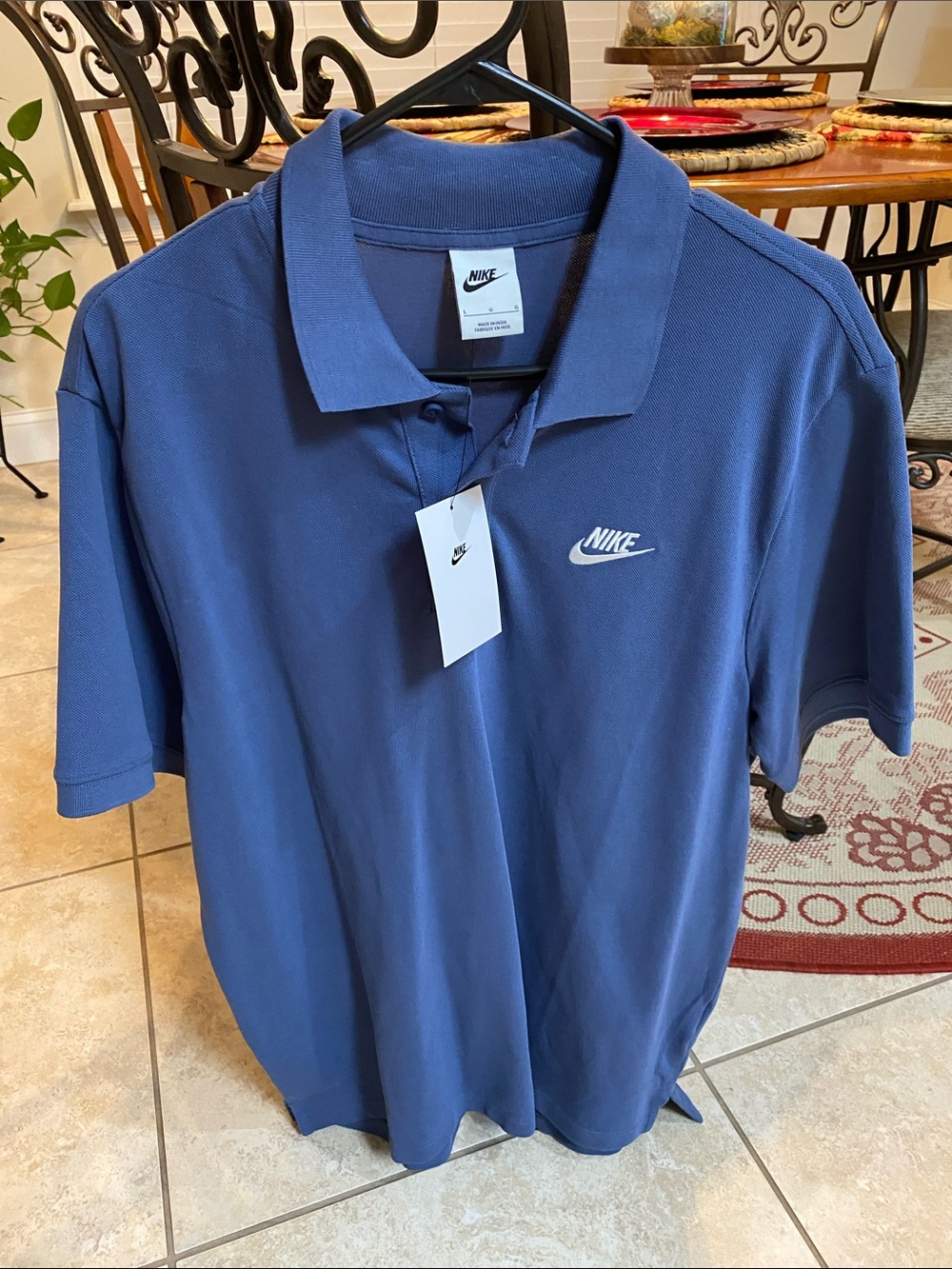 Nike NWT Men’s Navy Blue Polo with White Swoosh / Size Large